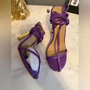 EGO Purple Strappy Gold-Heel High Heel Sandals